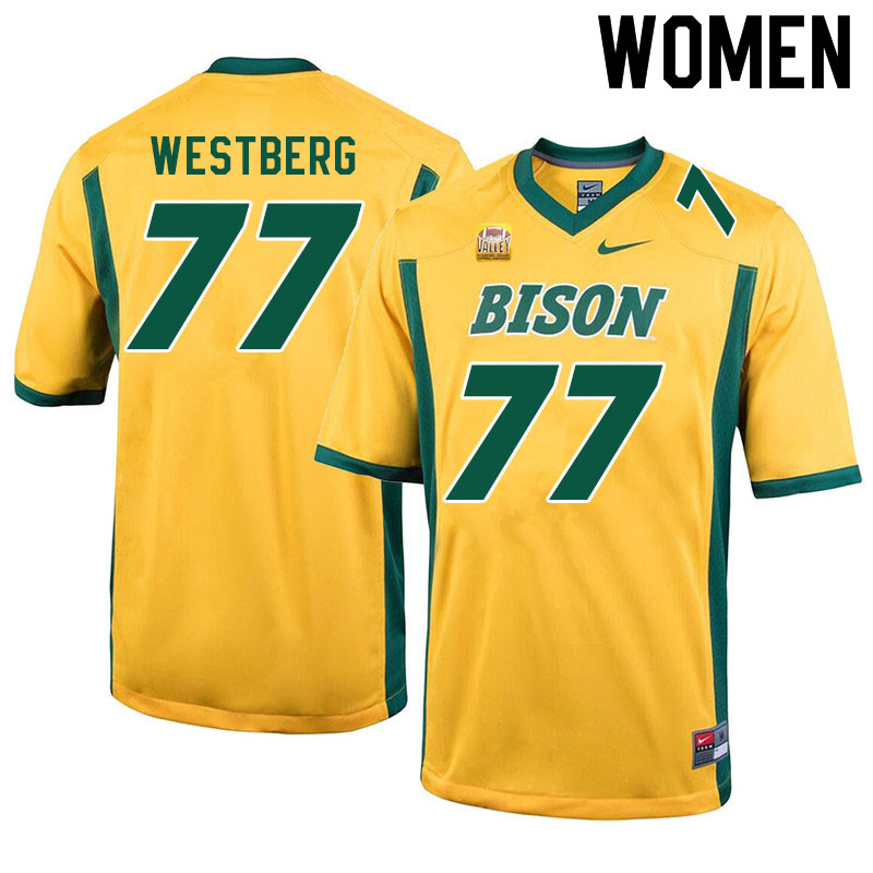 Women #77 Brandon Westberg North Dakota State Bison College Football Jerseys Sale-Yellow - Click Image to Close